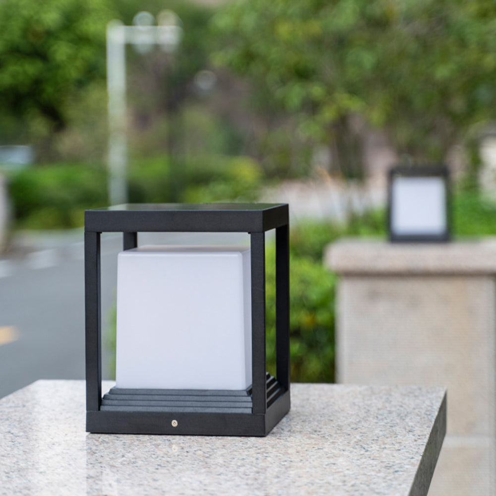 Ray Modern Rectangular Metal Outdoor Lamps, Black - Neutral Decor