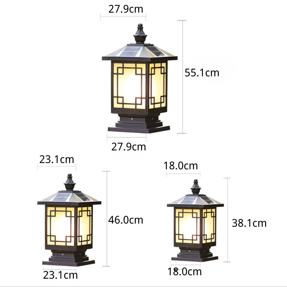 Bertte Retro Grilles LED Outdoor Fence Post Lights