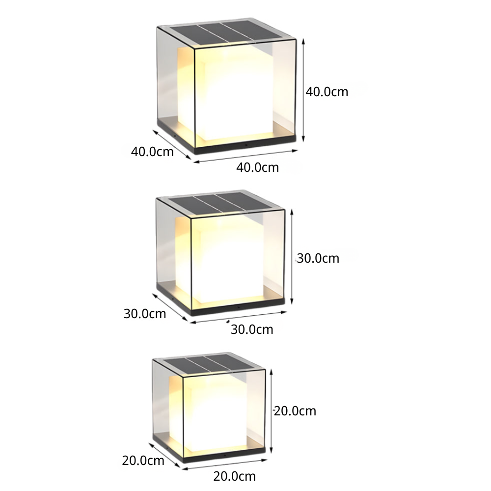 Cheerful Square Gate Minimalist Glass Outdoor Pillar Lights