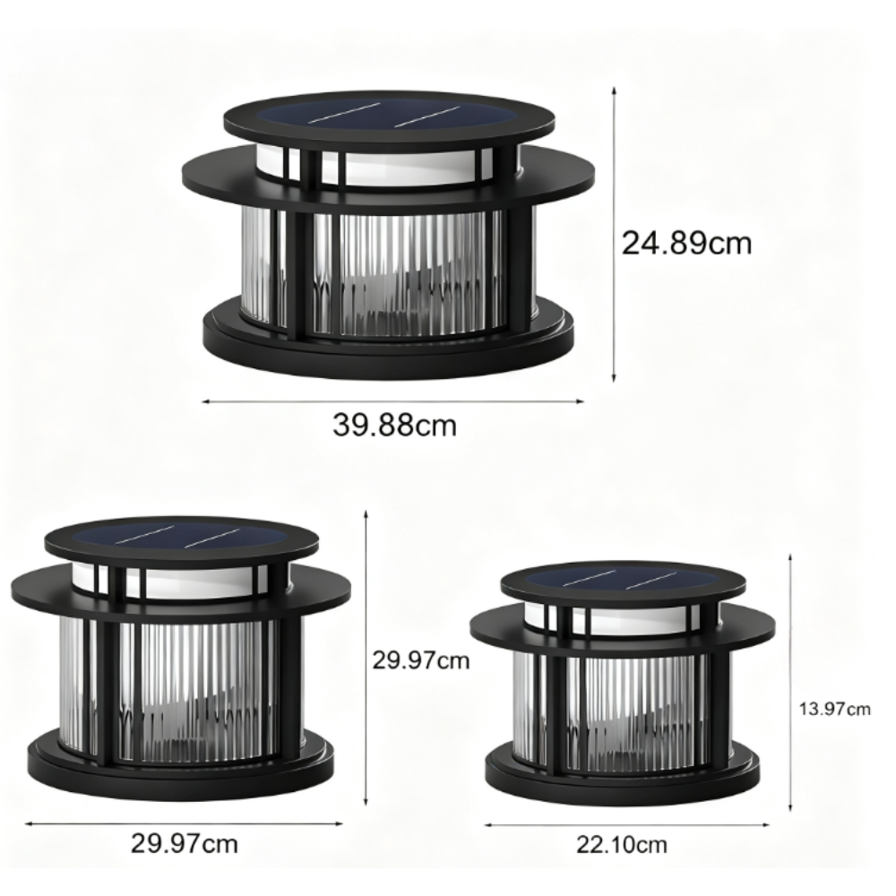 Eery Round Modern Steel Outdoor Fence Post Pillar Light