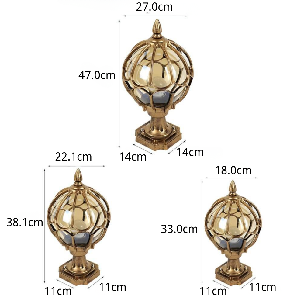 Elio Vintage Globe Glass Outdoor Pier Post Light