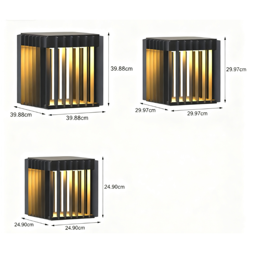 Freen Square Pier-Mount Wired Steel Outdoor Post Pillar Light