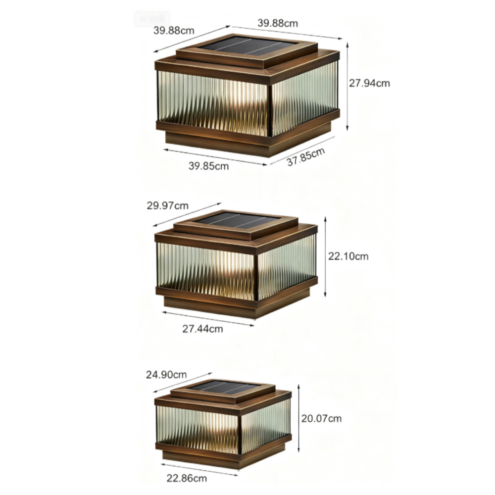 Glynn Square Intelligent Timing Modern Glass Outdoor Fence Post Lights