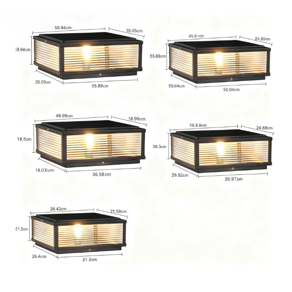 Handsome Square Ribbed Glass Outdoor Pier Mount Pillar Light