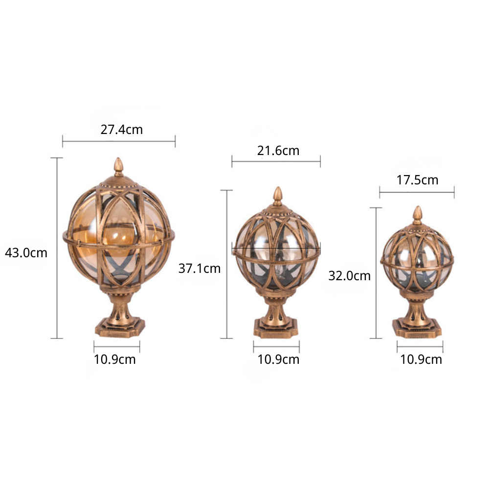 Prunel Round European Glass Outdoor Post Caps Lights