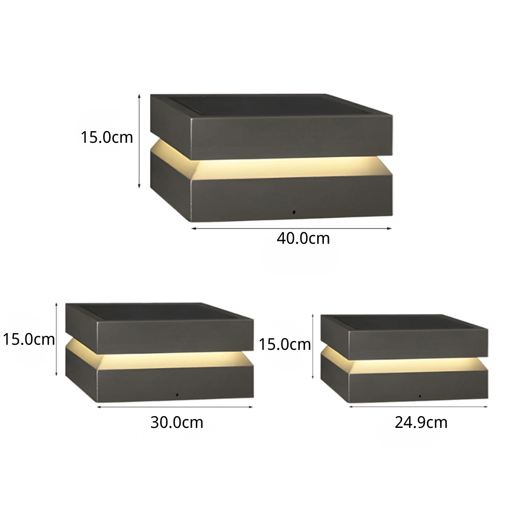 Quella Square LED Modern Steel Outdoor Post Caps Pillar Light