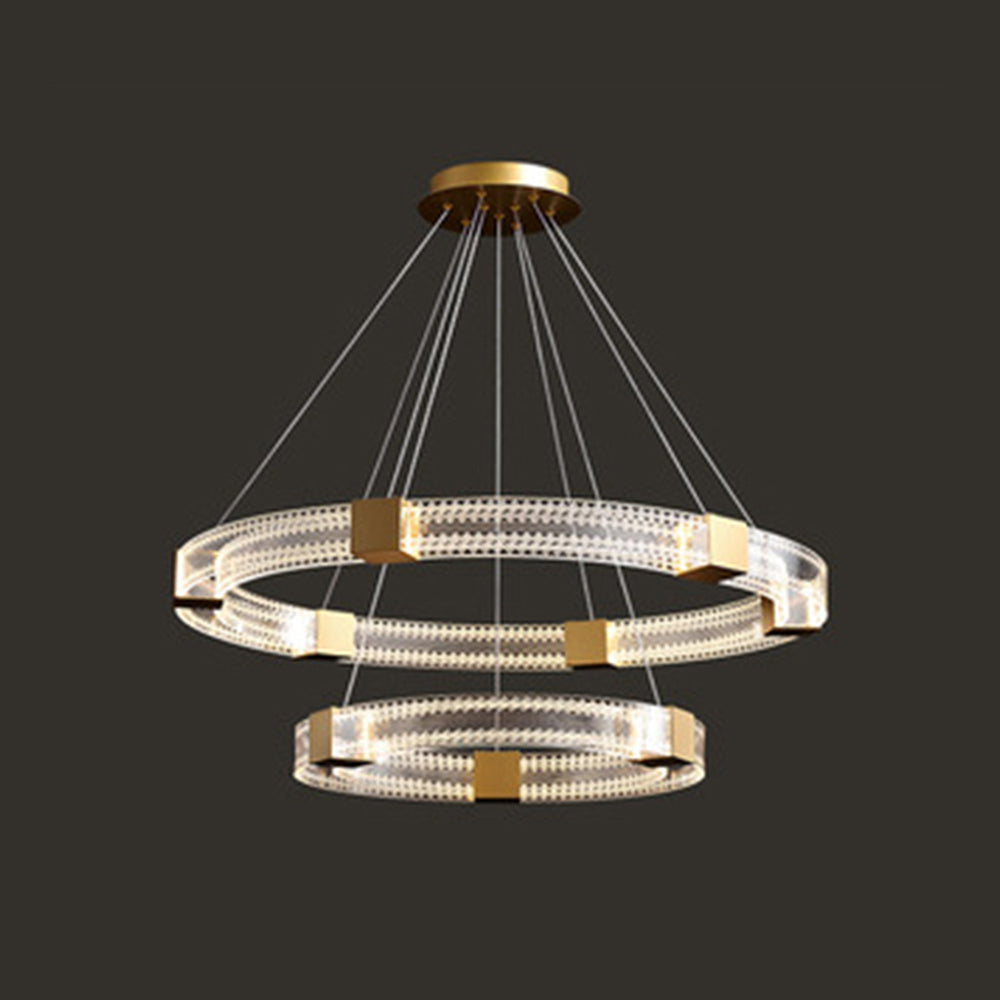 Arisha Modern Round/Oval Acrylic/Metal Pendant Light, Gold - Neutral Decor