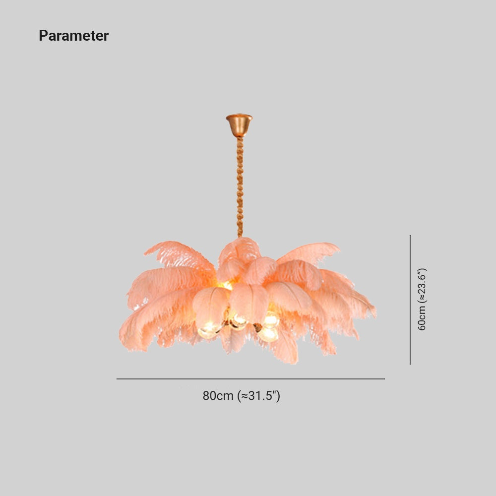 O'Moore Nordic Luxury Pendant Light, Brass/Feather - Neutral Decor