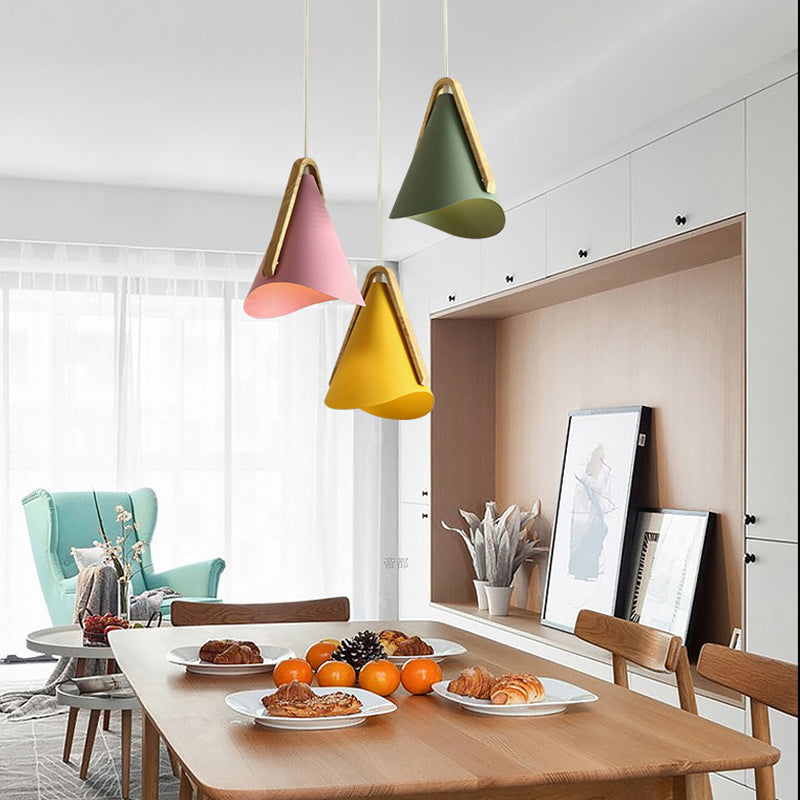 Valentina Modern Cone Pendant Light, Wood/Metal - Neutral Decor