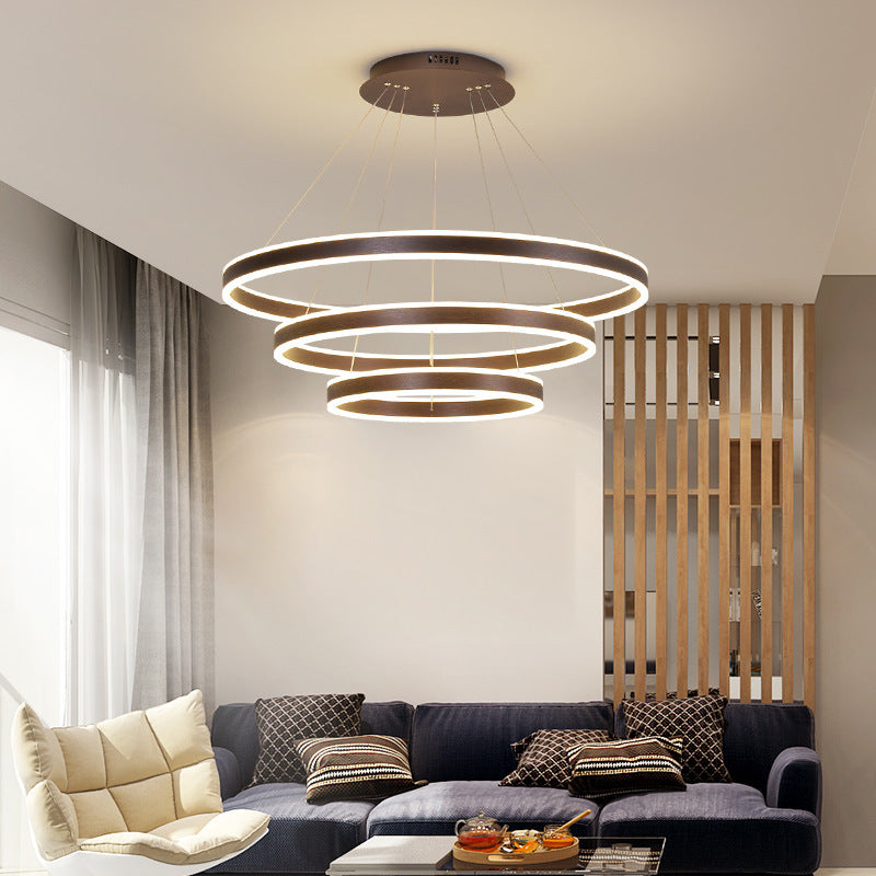 Arisha Moderne Minimaliste Coffee LED Pendant Light, 3 Ring - Neutral Decor