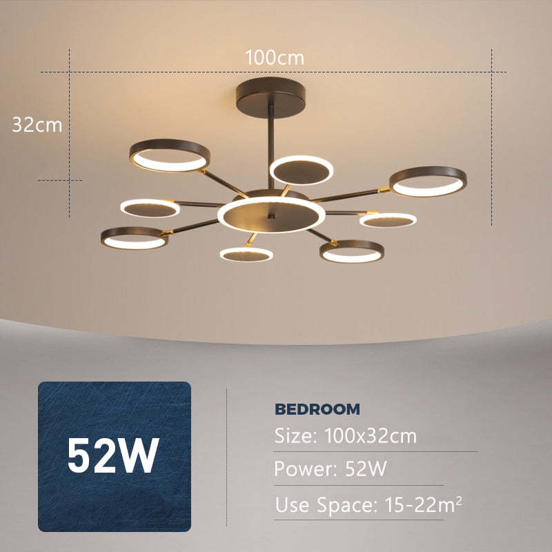 Arisha Modern Led Chandelier, Geometric, Black Dimmable - Neutral Decor