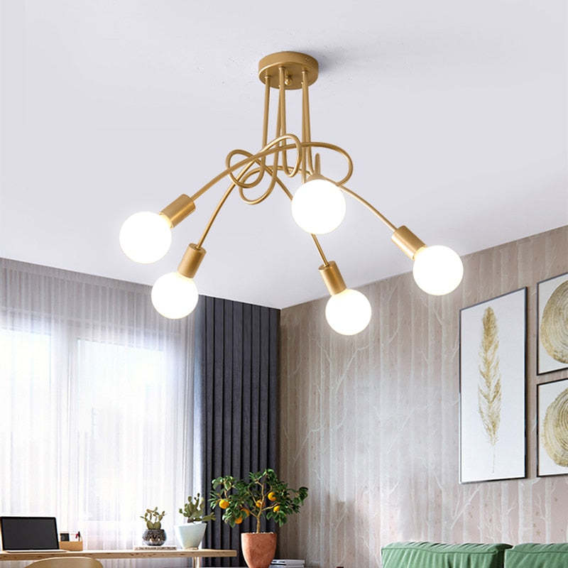 Arisha Modern Linear Curve Metal Ceiling Light, Dining Room/Living Room - Neutral Decor