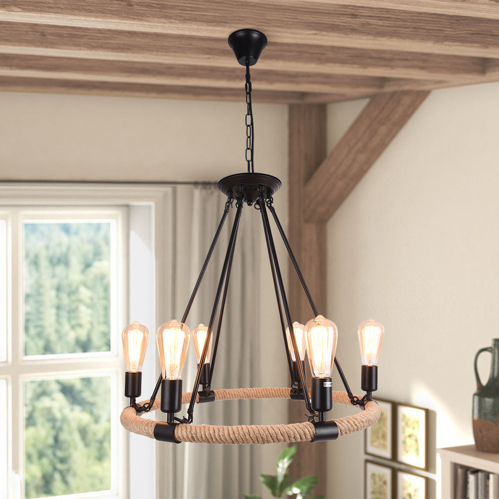 Vintage Rope Chandelier-Neutral Decor