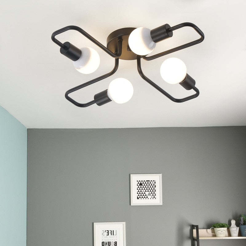 Arisha Vintage Modern Minimalist Industrial Metal Black Ceiling Lamp - Neutral Decor