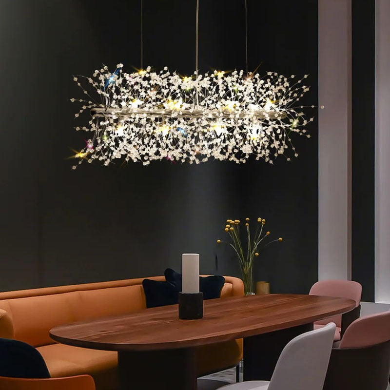 Arisha Creative Art Chandelier Crystal Pendant Light for Dining Room - Neutral Decor