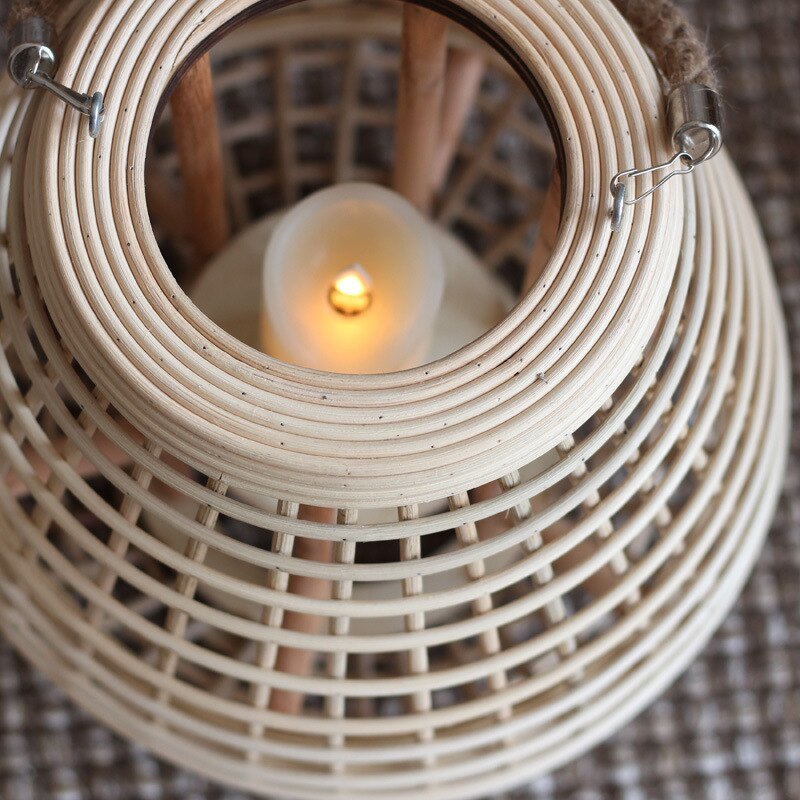 Ritta Floor Lamp, Wood & Rattan - Neutral Decor