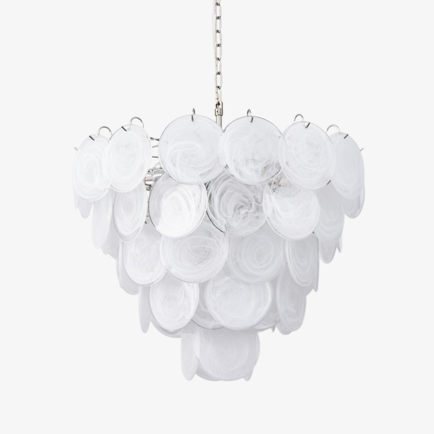 Aurora Chandelier White Murano Glass Disc Contemporary-Neutral Decor