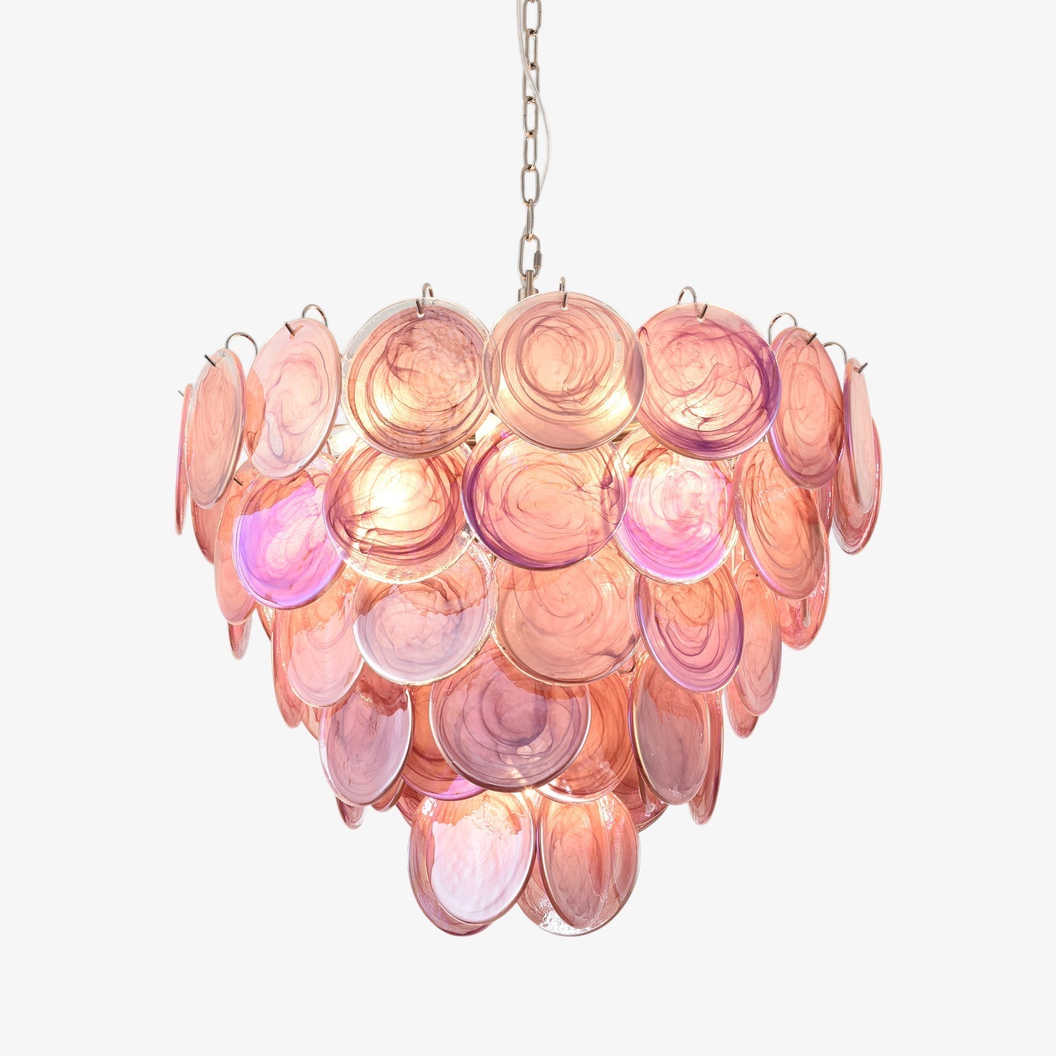 Ault Chandelier Pink Murano Disc Layered Contemporary-Neutral Decor