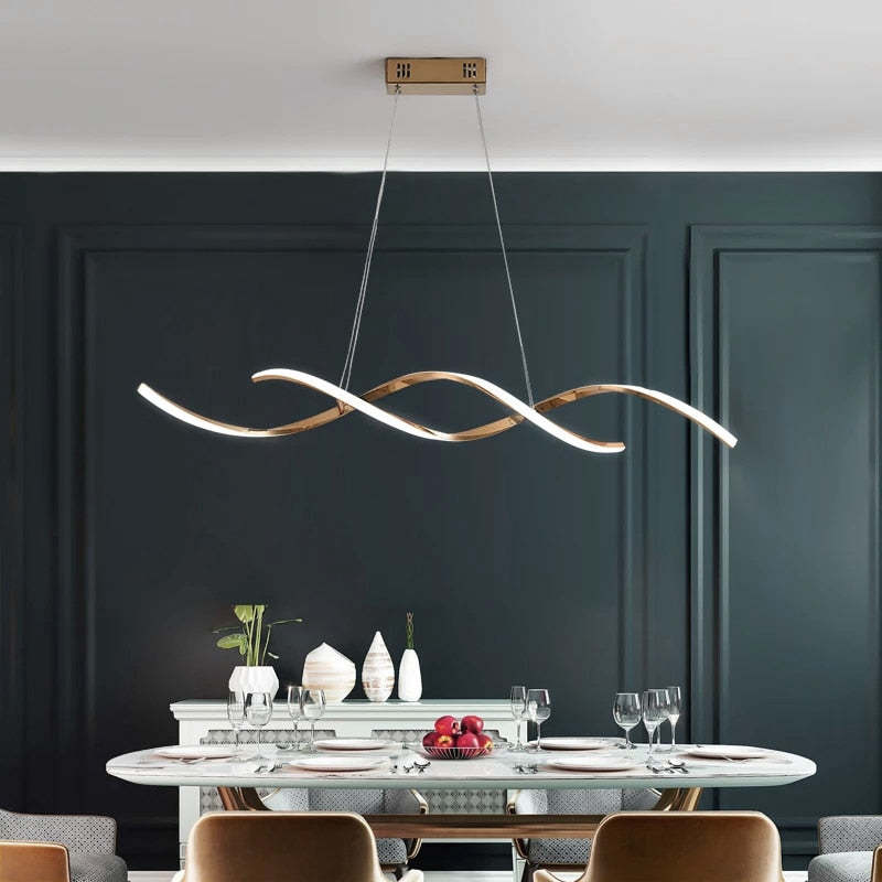Arisha Modern Wavy Metal/Acrylic Pendant Light, Chrome/Gold - Neutral Decor