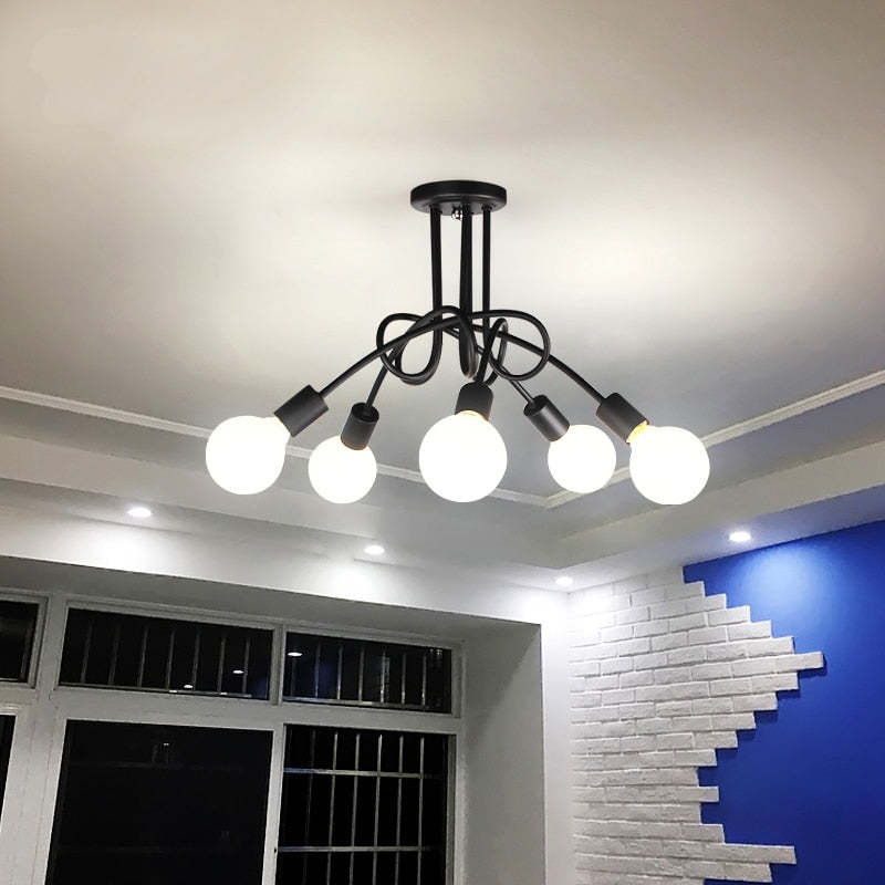 Arisha Modern Linear Curve Metal Ceiling Light, Dining Room/Living Room - Neutral Decor