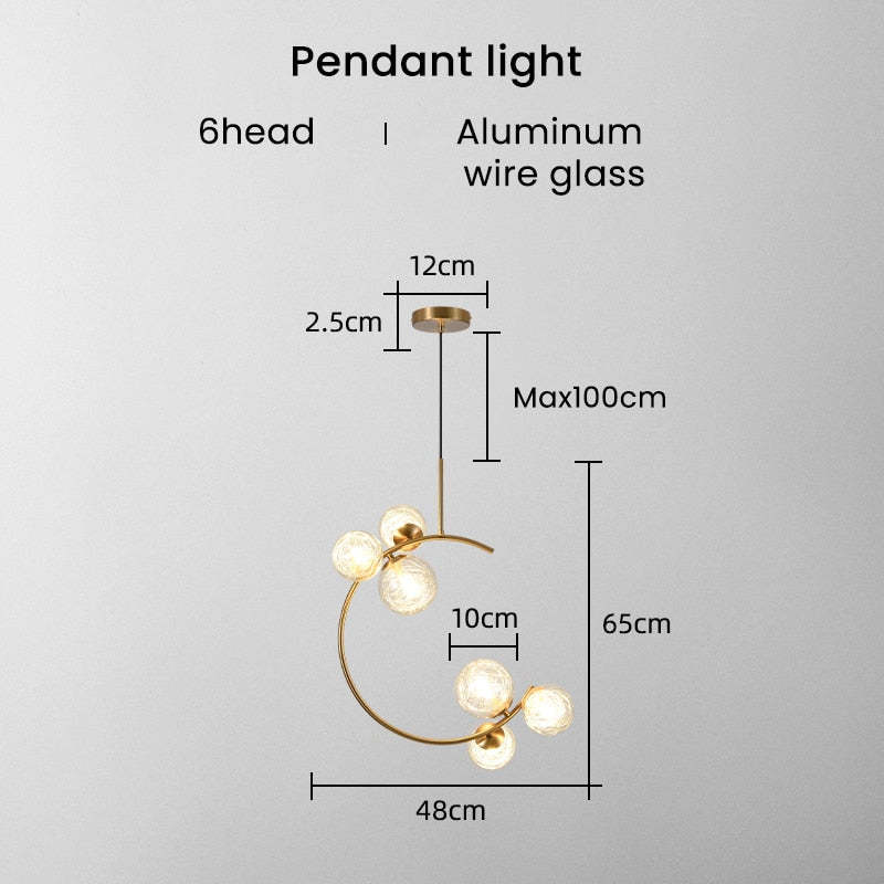 Valentina Modern Glass Globe Pendant Light, Metal & Glass, 3 Style - Neutral Decor