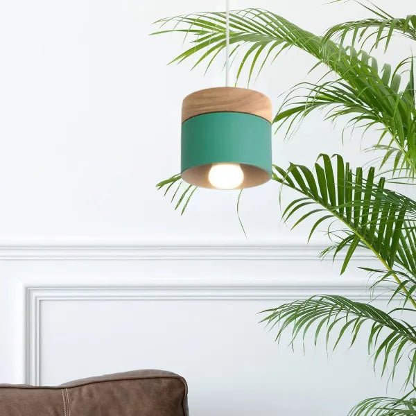 Valentina Modern Can Shape Metal/Wood Pendant Light - Neutral Decor