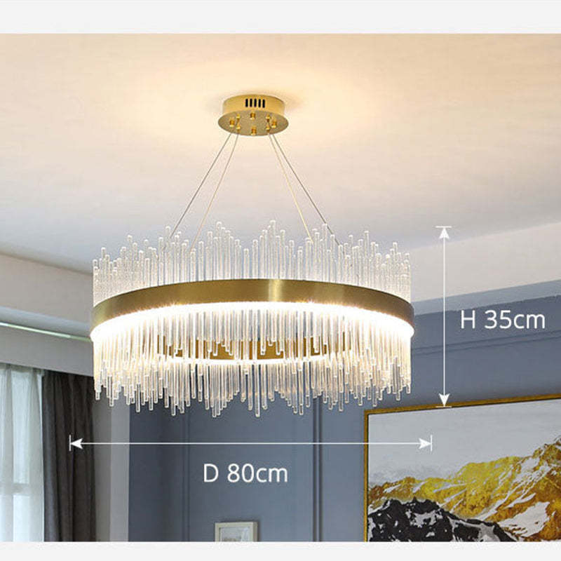 Kristy Modern Round/Rectangular Chain Chandelier, Gold - Neutral Decor