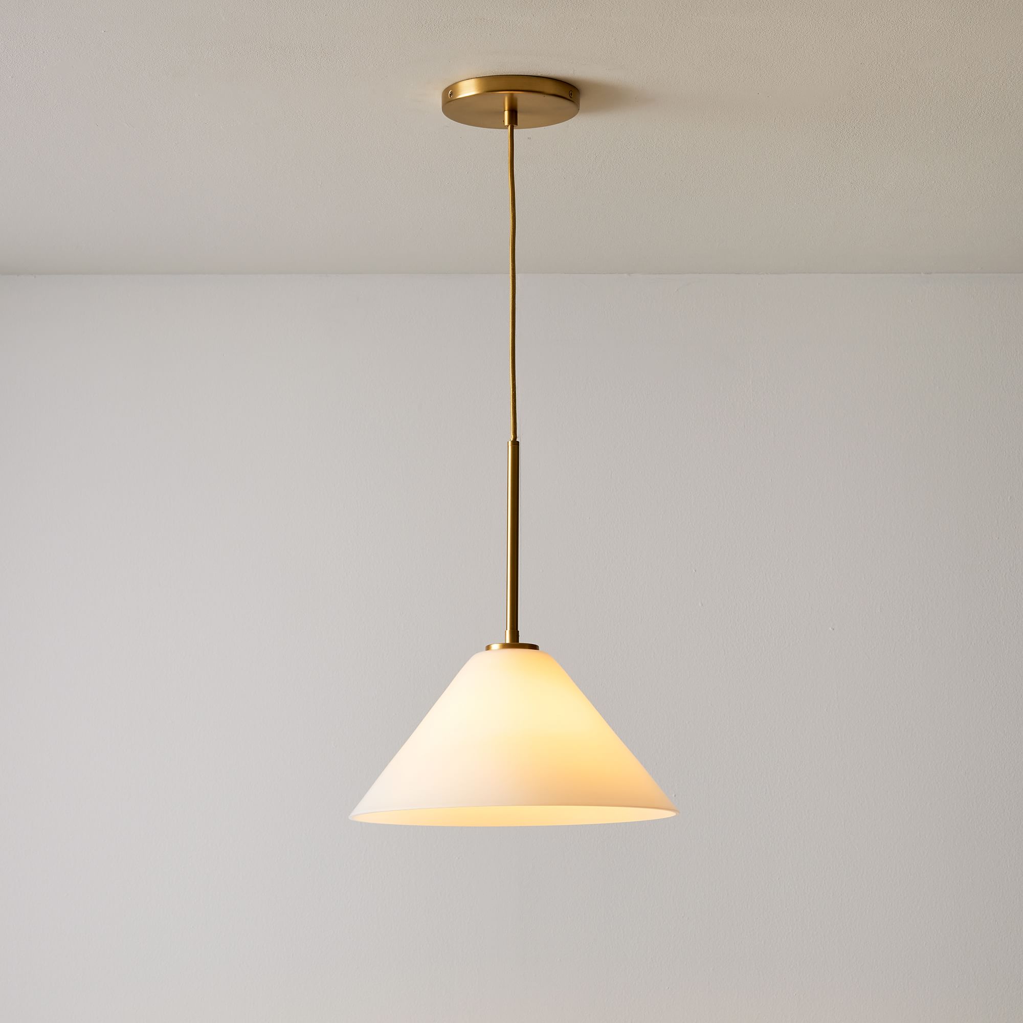 Cone Milk Clear Glass Cone Pendant Light for Kitchen-Neutral Decor