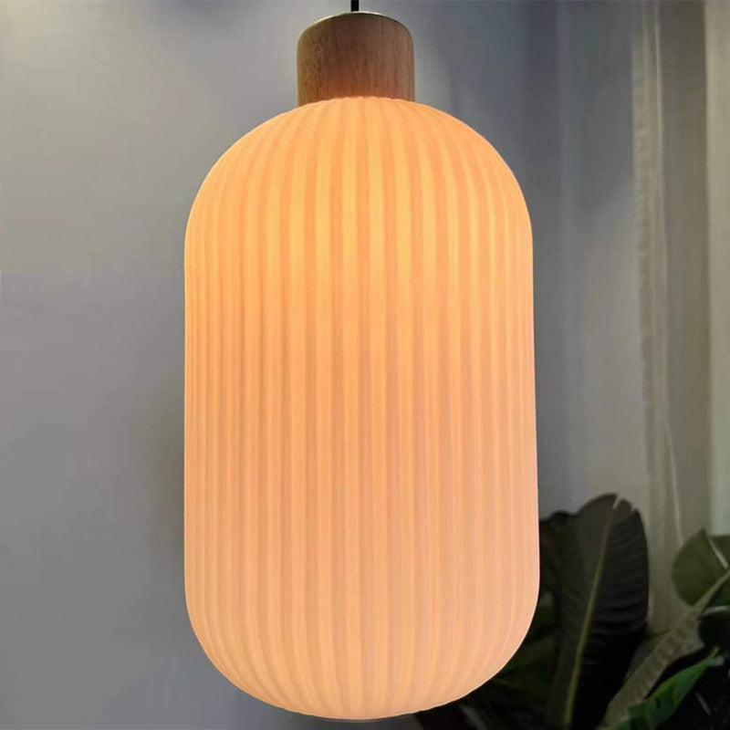 Muto Modern Wood/Glass Pendant Light, White - Neutral Decor