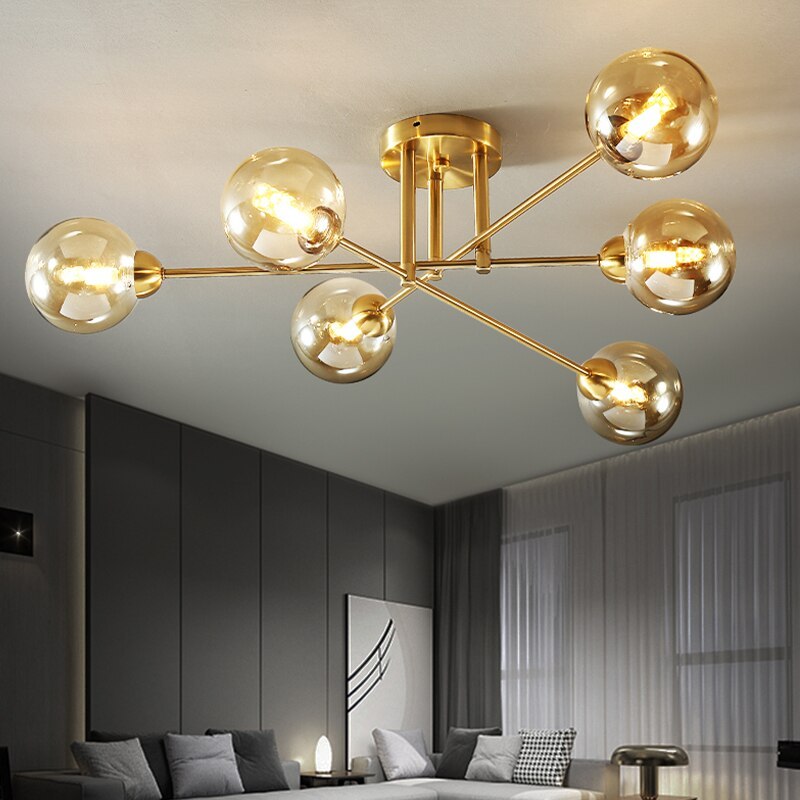 Valentina Industrial Glass Globe Chandelier LED, 6 Style - Neutral Decor