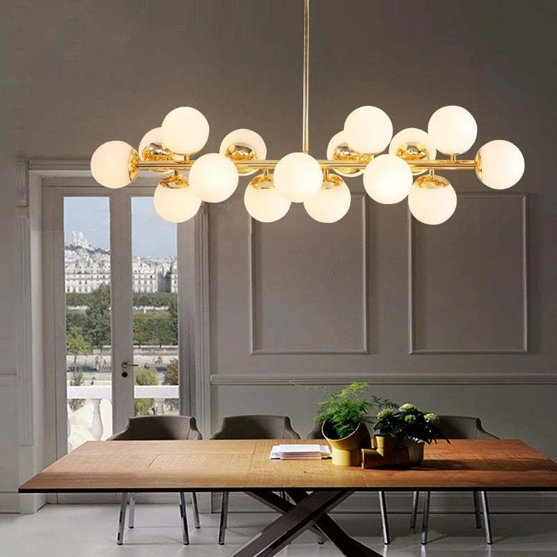 Valentina Bass Glass Bubble Golden Chandelier - Neutral Decor