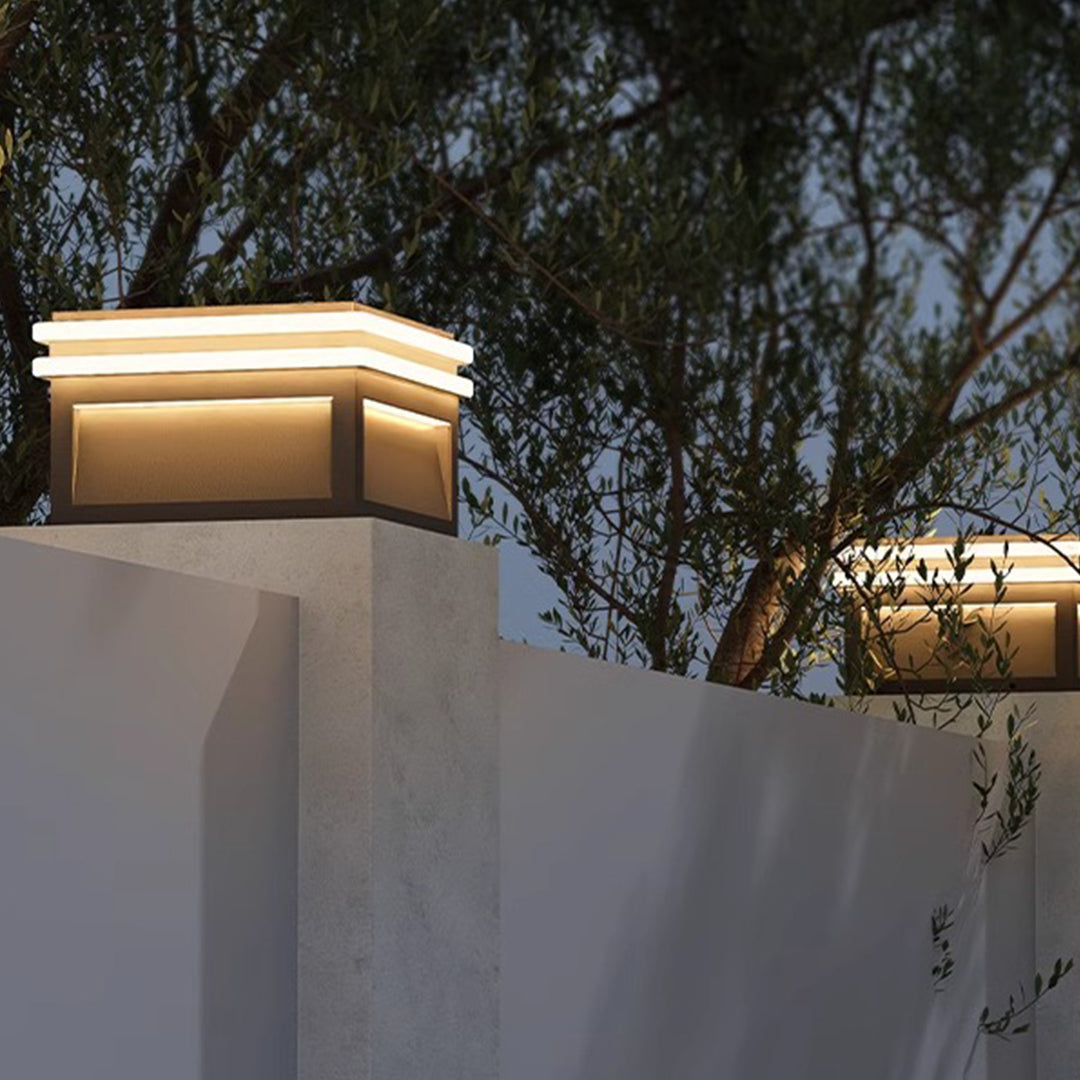 Theodore Square Minimalist Steel Outdoor Pillar Lights