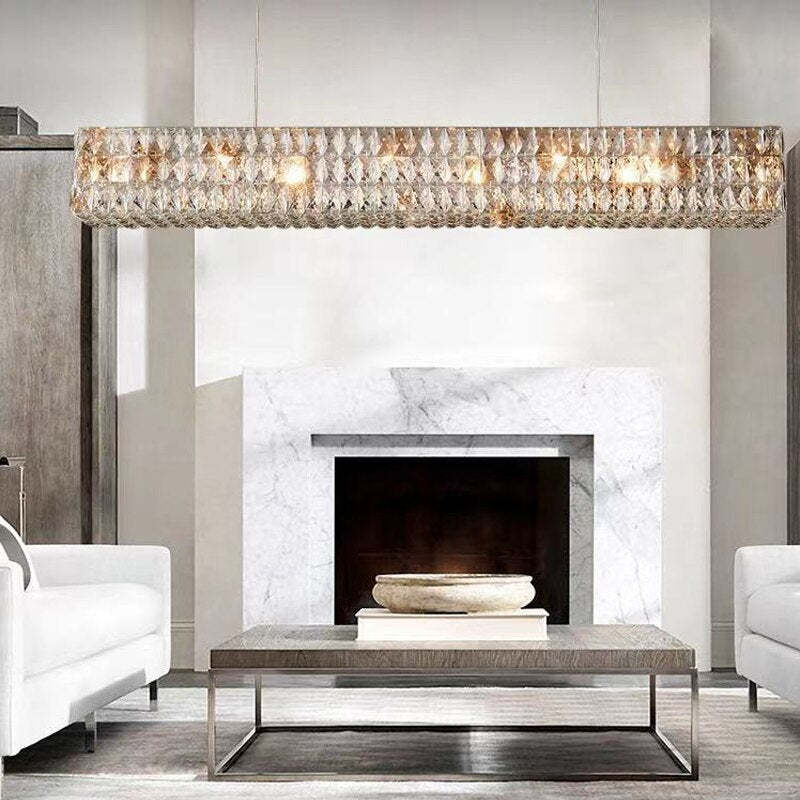 Kristy Rectangular Luxury Crystal Chandelier, 2 Colour - Neutral Decor