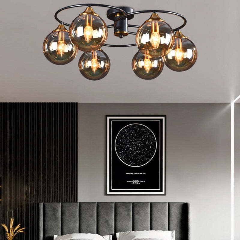 Valentina Nordic Bubble Glass Ceiling Light, Gray/Amber - Neutral Decor