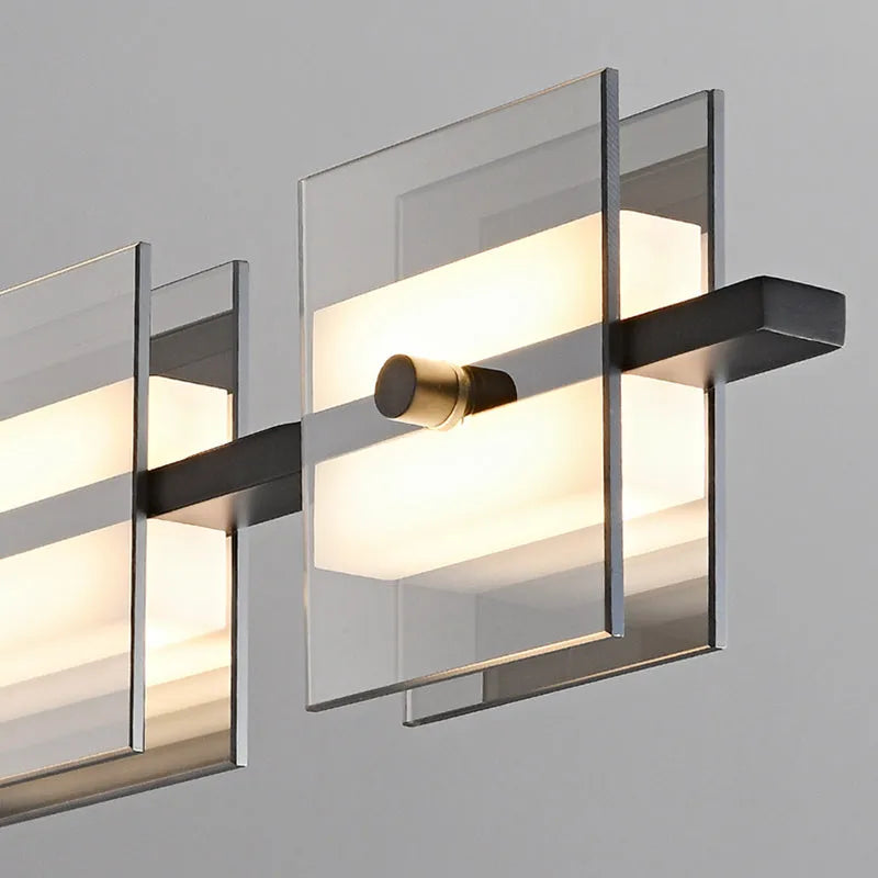 Arisha Modern Nordic Linear Copper/Glass Pendant Light, Brass/Black - Neutral Decor