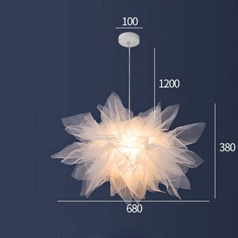 Arisha Modern Flower Fabric Pendant Light, Bedroom, White - Neutral Decor