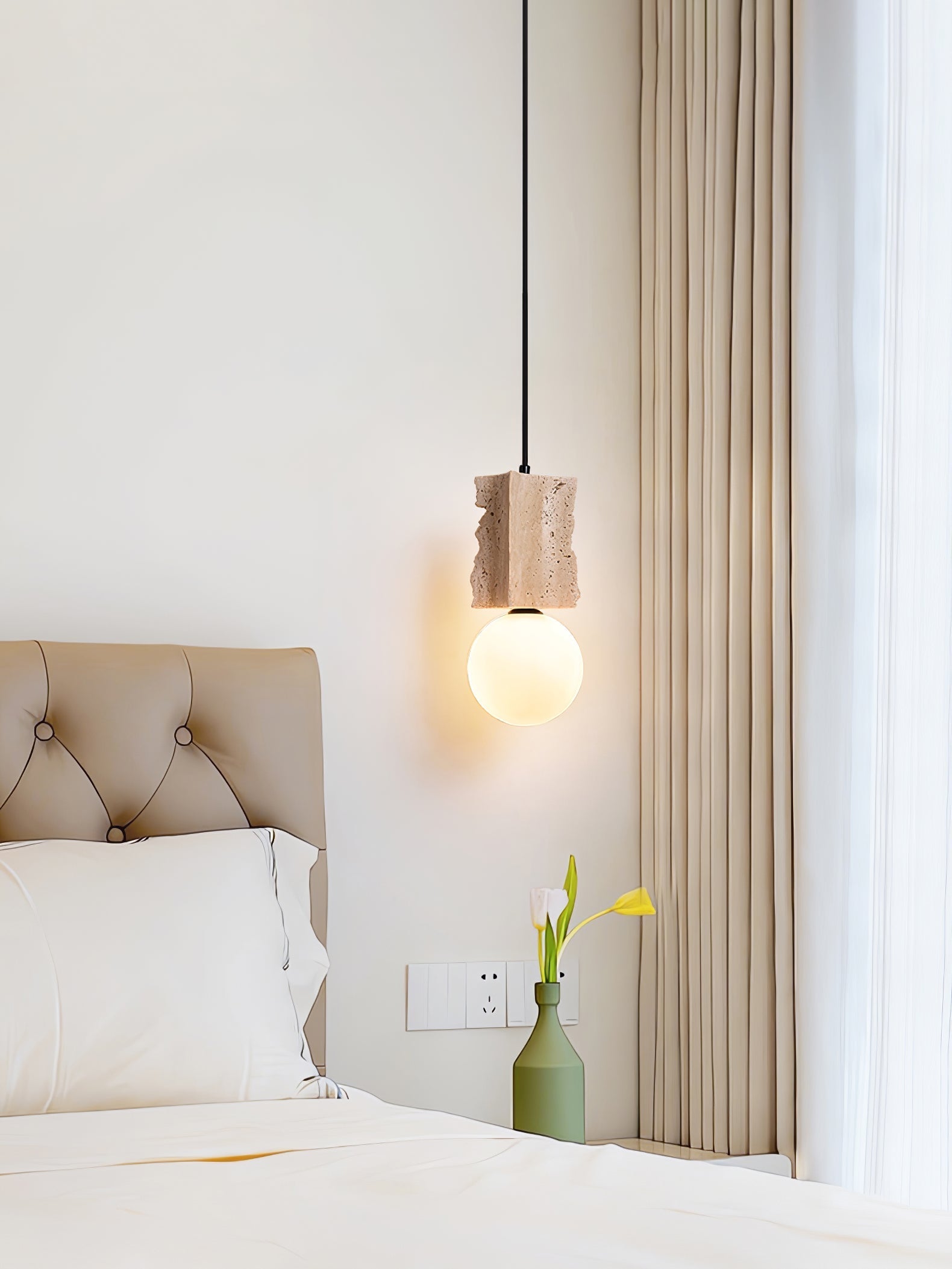 Travertine Raw Edge Pendant Light-Neutral Decor