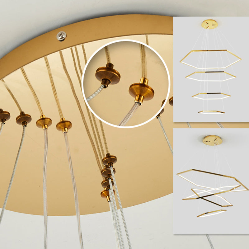 Arisha Minimalist Geomatic Metal Pendant Light, Gold, DIY - Neutral Decor