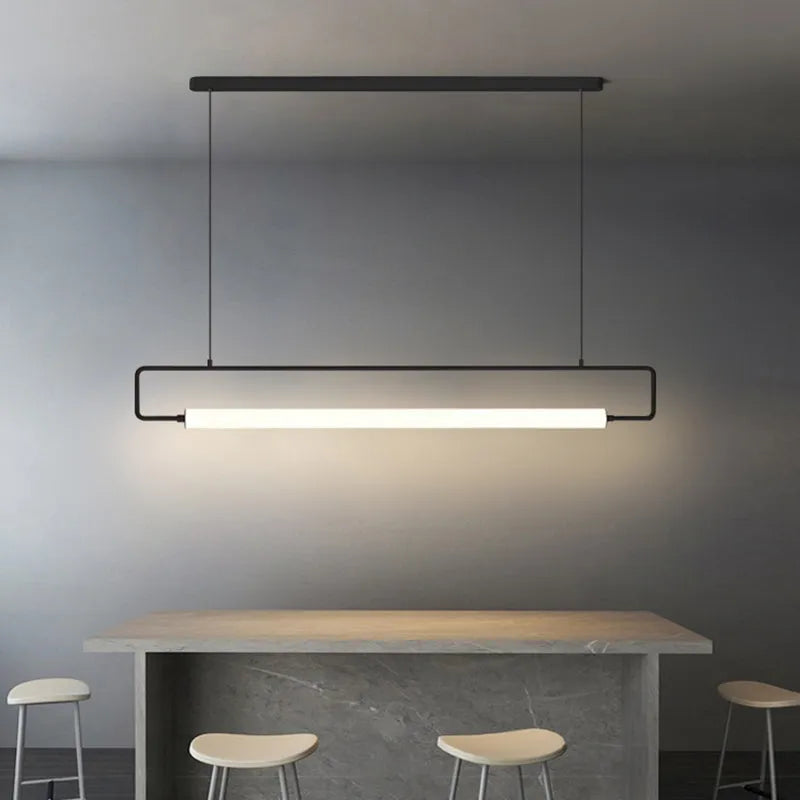 Arisha Modern Minimalist Rectangular Linear Pendant Light, Gold/Black - Neutral Decor