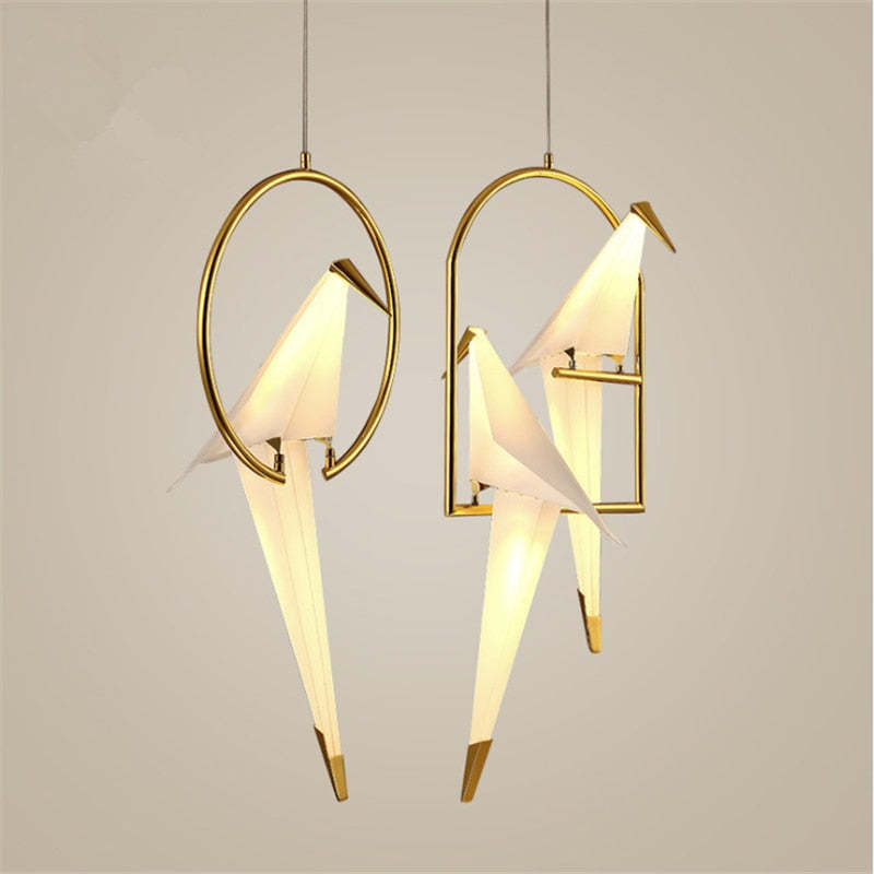 Arisha Modern Nordic Post Modern Bird Pendant Light, White/Clear - Neutral Decor