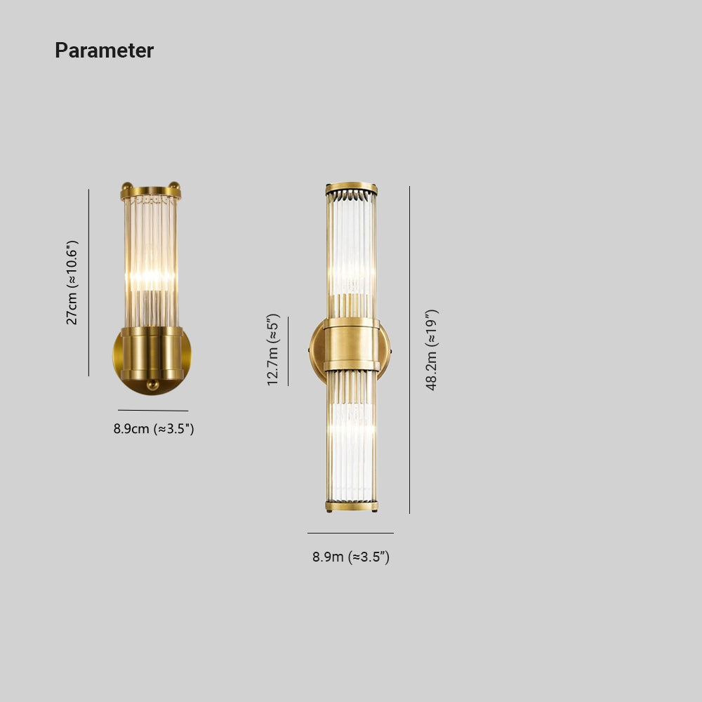 Kristy American Cylindrical Elegant Gold Glass/Metal Vanity Wall Lamp - Neutral Decor