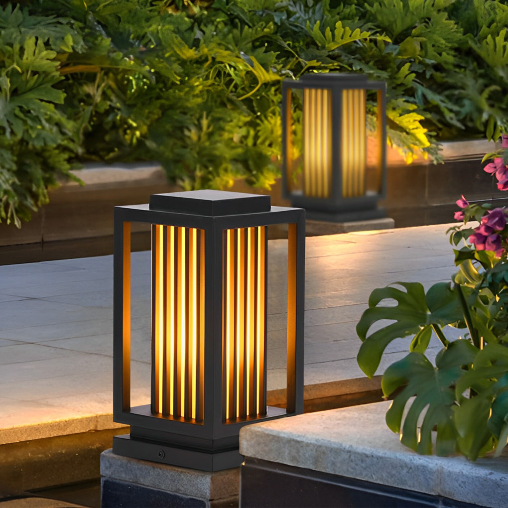 Faye Modern LED Cage Marble Outdoor Pathway Lawn Lights