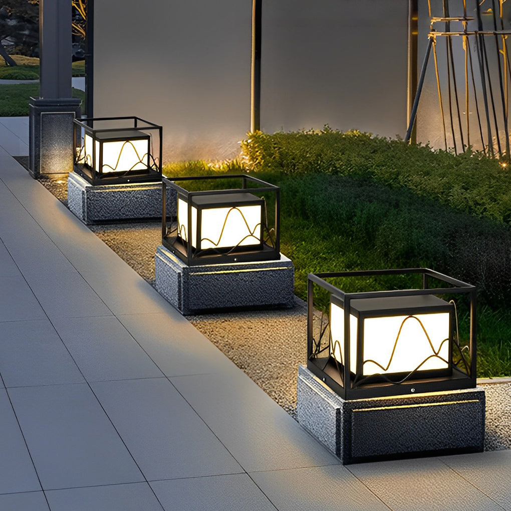 Rowena Square Scenery Marble Outdoor Post Caps Lights