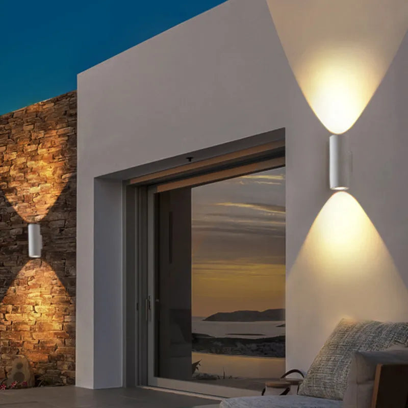 Ray Minimalist Cylindrical Double-headed Cement Outdoor Wall Lamp, Black/White - Neutral Decor