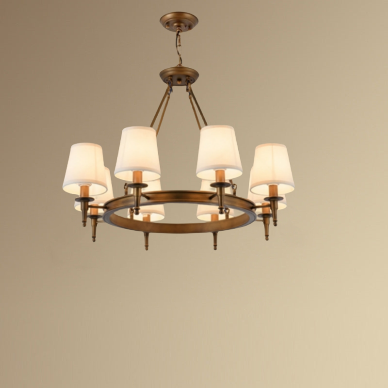 Silva vintage Ring Metal/Fabric Chandelier, Black/Copper - Neutral Decor