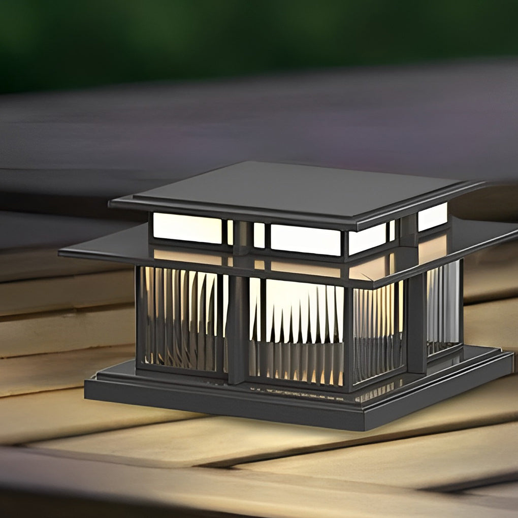 Haylyy Modern Solar Post Caps Glass Outdoor Pillar Light