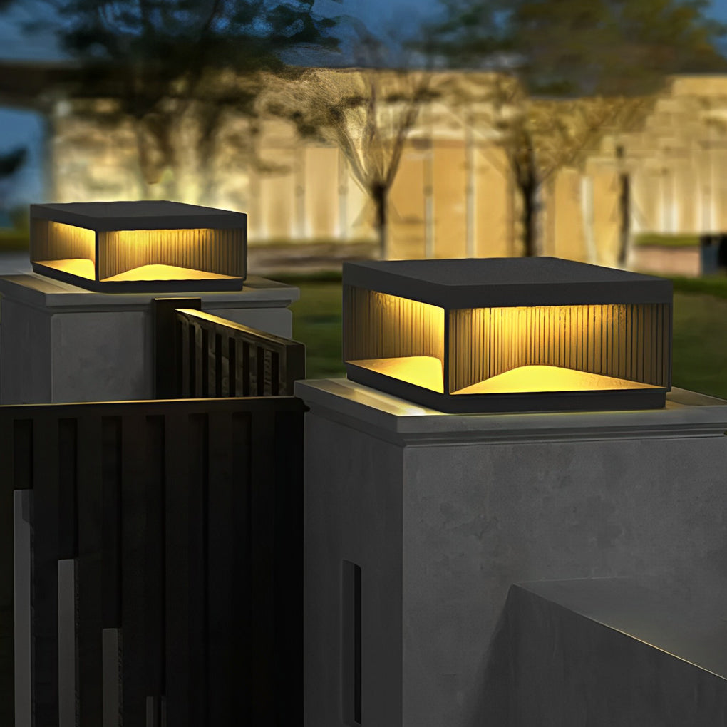 Zea Striped Decor Solar Fence Post Light