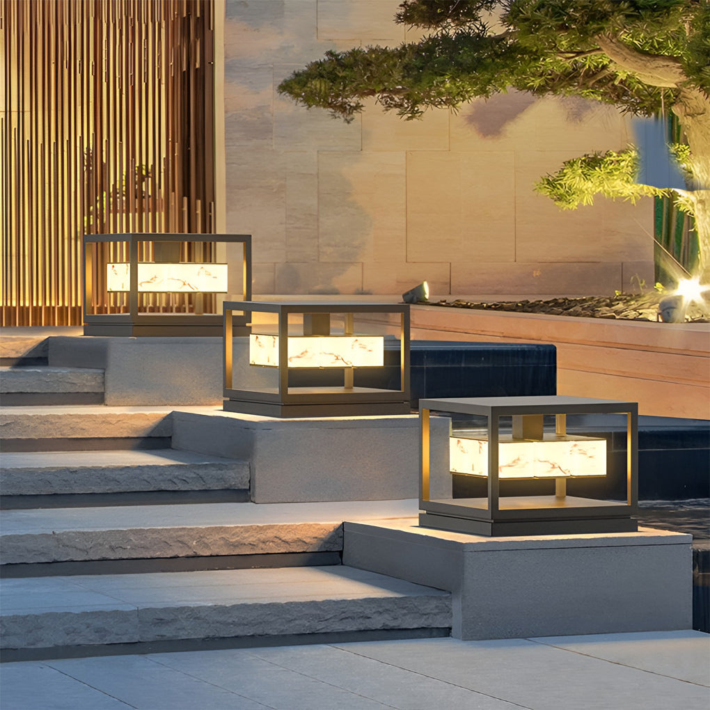 Herdsm Square LED Modern Steel Outdoor Post Caps Lights