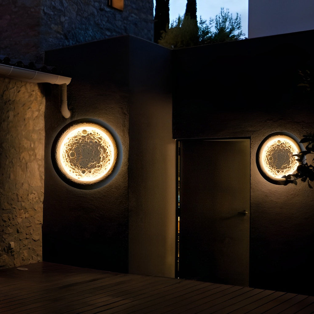 Darlne Moon Craters Design LED Concrete Outdoor Wall Lamp