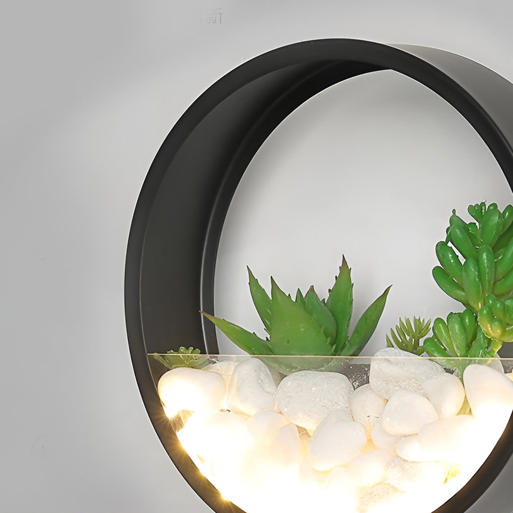 Grace Small Artificial Plants Modern Stones Outdoor Wall Light